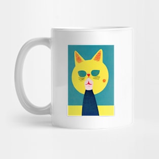 Leopold Cat Retro Poster Vintage Art Ukraine Wall Blue Yellow Illustration Mug